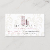 Lipstick Makeup Rose Goldener Schönheitssalon Visitenkarte (Vorderseite)