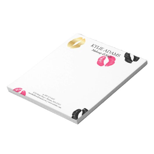 Lipstick-Markierungen | Individuelle Name Schwarz/ Notizblock (Rotiert)