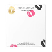 Lipstick-Markierungen | Individuelle Name Schwarz/ Notizblock (Vorderseite)