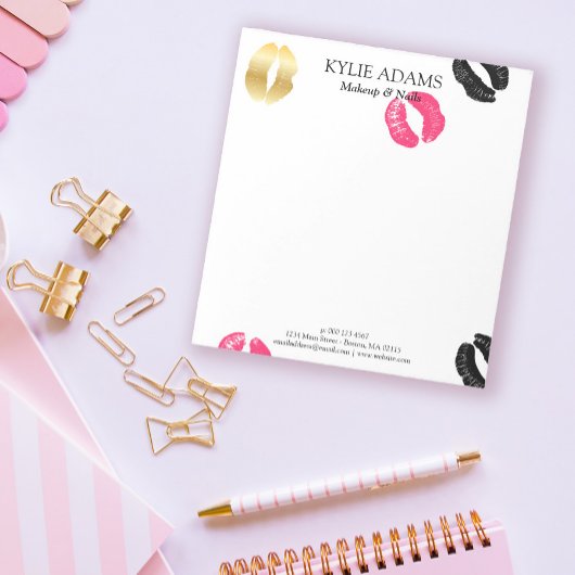 Lipstick-Markierungen | Individuelle Name Schwarz/ Notizblock