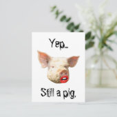 Lipstick mit einem Schwein Postkarte (Stehend Vorderseite)