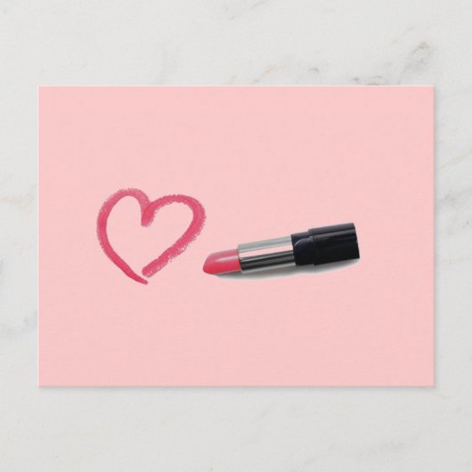 Lipstick mit Herzdesign Postkarte (Vorderseite)