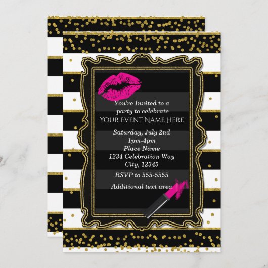 Lipstick mit je 100 m² Glamour Einladung (Vorne/Hinten)