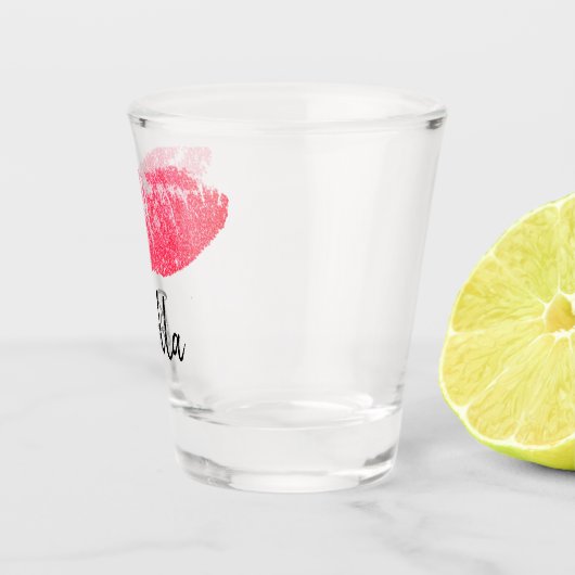 Lipstick mit rosa Lippen Schnapsglas (Rechts)