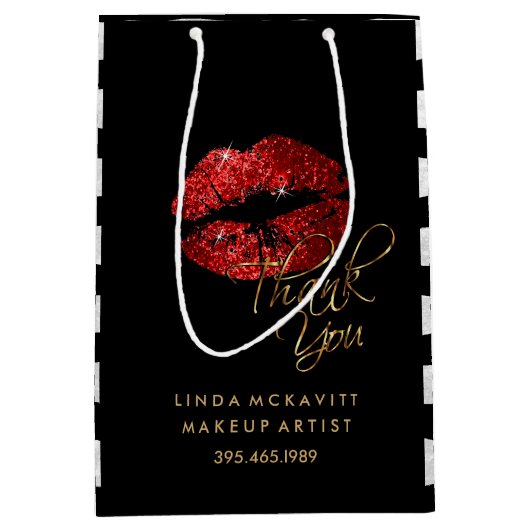 Lipstick mit weißem Glitzer - Vielen Dank Mittlere Geschenktüte (Vorderseite)