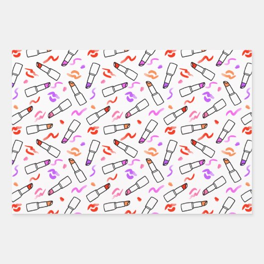 Lipstick Muster Geschenkpapier Set (Vorderseite 3)