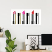 Lipstick-Muster Rosa-Chrom-Kosmetologie Poster (Heimbüro)