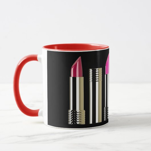Lipstick-Muster Schönheitscosmeta schwarz rosa Tasse (Links)
