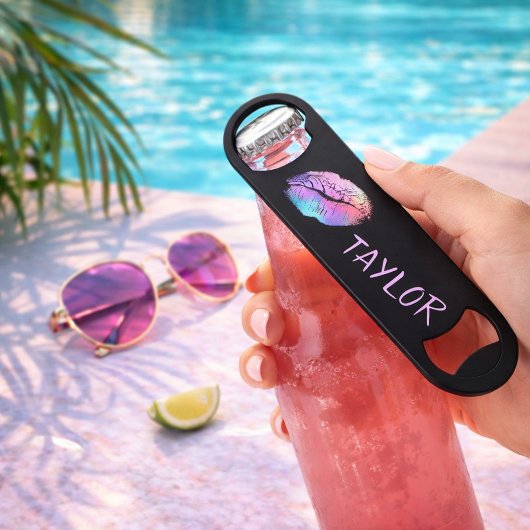Lipstick Print Modern Neon and Black Speedflaschenöffner