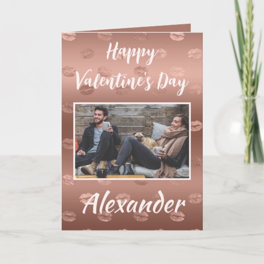 Lipstick Print Valentine's Day for Ihm Foto Karte (Vorderseite)