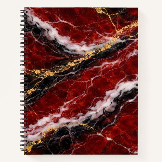Lipstick Red Marble with Black, White & Gold Veins Notizblock (Vorderseite)