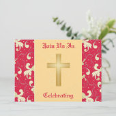 Lipstick Rot, Gold, Christlich, Einladung zur Hoch (Stehend Vorderseite)