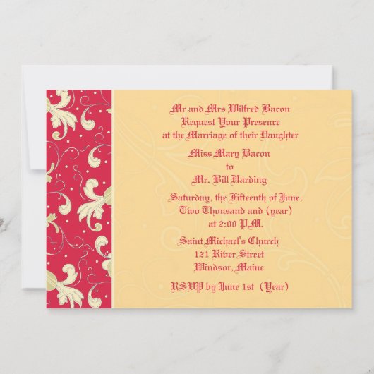 Lipstick Rot, Gold, Christlich, Einladung zur Hoch (Rückseite)