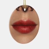 Lipstick Rote Weibliche Lippen Nah Keramik Ornament (Rechts)