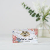 Lipstick | Schere | Blume Marmor Terminkarte (Stehend Vorderseite)