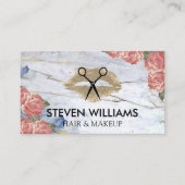 Lipstick | Schere | Blume Marmor Terminkarte (Vorderseite)