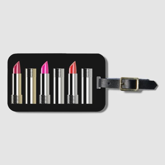 Lipstick Schönheitskosmetik Chrom rosa Rot Gepäckanhänger (Vorderseite (Horizontal))