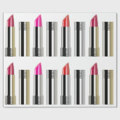 Lipstick Schönheitskosmetik silber rosa rot Geschenkpapier (Flach)