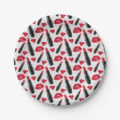 Lipstick und Lippen Polka-Dotmuster Pappteller (Vorderseite)