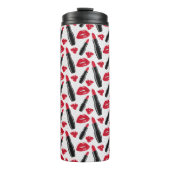 Lipstick und Lippen Polka-Dotmuster Thermosbecher (Vorderseite)