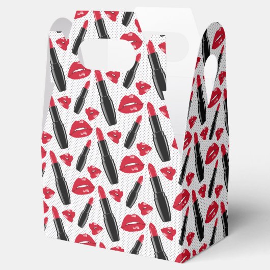 Lipstick und Lippen Polka Dottern Muster Geschenkschachtel (Geöffnet)