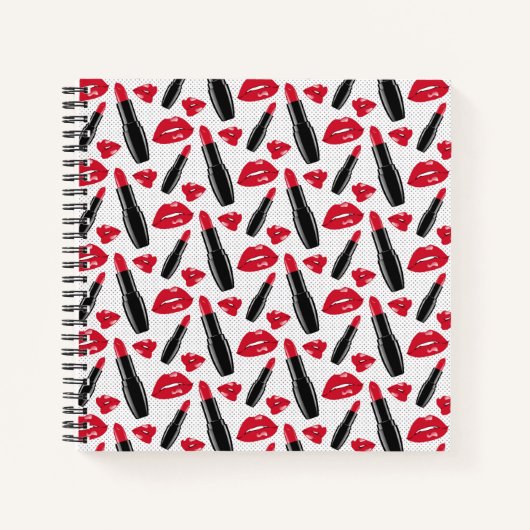 Lipstick und Lippen Polka Dottern Muster Notizblock (Vorderseite)