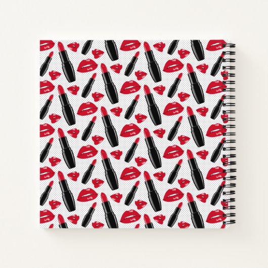 Lipstick und Lippen Polka Dottern Muster Notizblock (Rückseite)