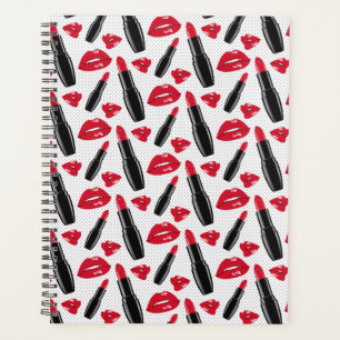 Lipstick und Lippen Polka Dottern Muster Planer