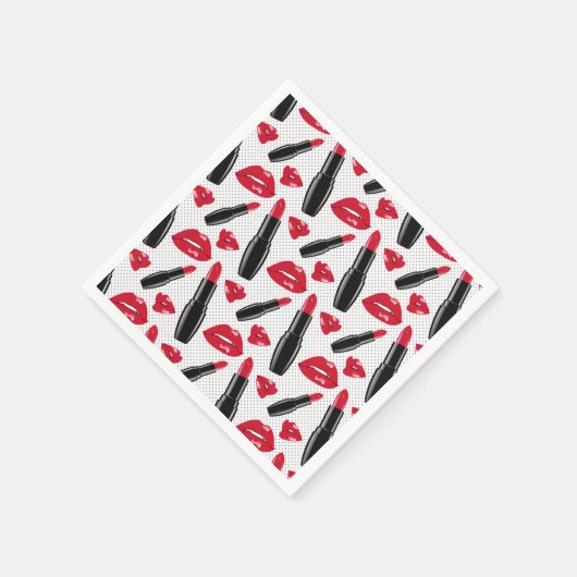 Lipstick und Lippen Polka Dottern Muster Serviette (Ecke)