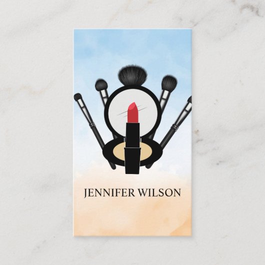 Lipstick und Makeup-Spiegel | Mua Brushes Visitenkarte (Vorderseite)