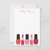 Lipstick und Nagelpolnische Personalisierte Mittei Dankeskarte (Vorderseite)