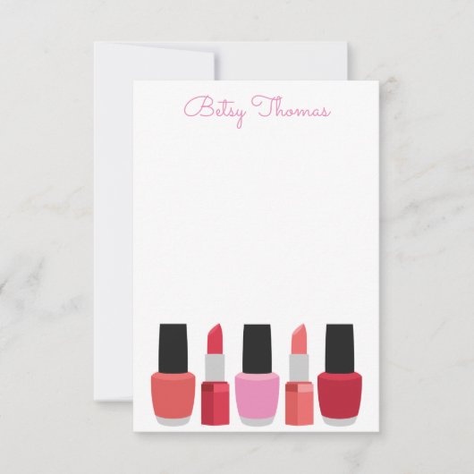 Lipstick und Nagelpolnische Personalisierte Mittei Dankeskarte (Vorderseite)