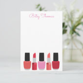 Lipstick und Nagelpolnische Personalisierte Mittei Dankeskarte (Stehend Vorderseite)