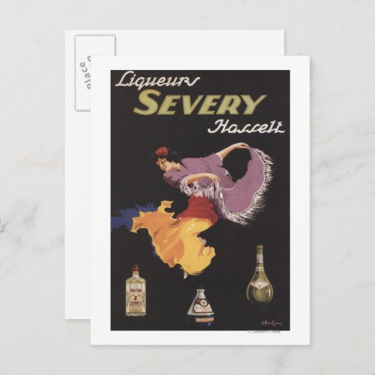 Liqueurs Severy Hasselt Werbeplakat Postkarte (Vorne/Hinten)