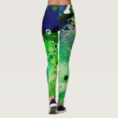 Liquid Art Marbled Green Blue Trendy Leggings (Rückseite)