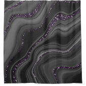 Liquid Black Gray White Agate Glitzer Traum #1 Duschvorhang (Vorderseite)