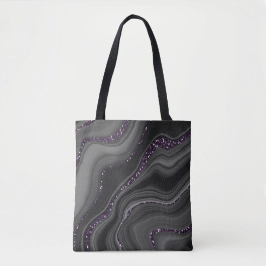 Liquid Black Gray White Agate Glitzer Traum #1 Tasche (Vorderseite)