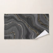 Liquid Black Gray White Agate Glitzer Traum Nr. 2 Badhandtuch Set (Handtuch)
