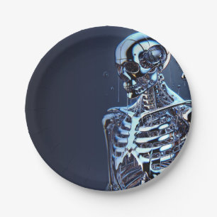 Liquid Chrome Silber Skelett Roboter Geburtstagsfe Pappteller