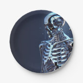 Liquid Chrome Silver Skeleton Robot Birthday Party Pappteller (Vorderseite)