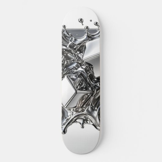 Liquid Chrome Skateboard - Spiegel Silber Metall (Vorderseite)