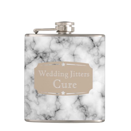 Liquid Courage Wedding Jitters heilen Marmormuster Flachmann (Vorderseite)