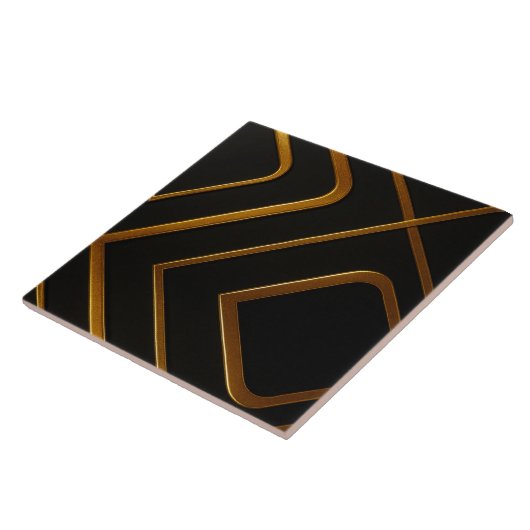 Liquid Gold Black Monochrome Geometric Kitchen Bac Fliese (Seite)