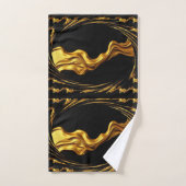 Liquid Gold Black Monochrome Opulent Swirl Achempo Badhandtuch Set (Handtuch)