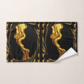 Liquid Gold Black Monochrome Opulent Swirl Achempo Badhandtuch Set (Handtuch)