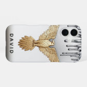 🦅 Liquid Gold Eagle Name Flow  Custom Metallic iPhone 16 Hülle (Rückseite (Horizontal))