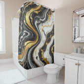 Liquid Gold Schwarz-weiß Marmor Look Glam Duschvorhang (Beispiel)