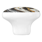 Liquid Gold Schwarz-weiß Marmor Look Glam Keramikknauf (Seitenansicht)