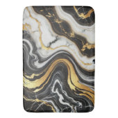 Liquid Gold Schwarz-weiß Marmor Look Glam Wedding Badematte (Vorderseite Vertikal)