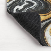 Liquid Gold Schwarz-weiß Marmor Look Glam Wedding Mousepad (Ecke)